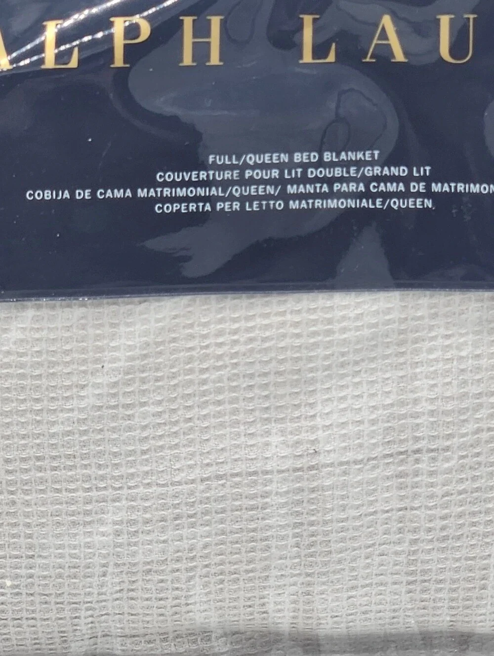 Ralph Lauren Home Rhys Full/Queen Bed Blanket Cotton Linen Waffle Grey NEW